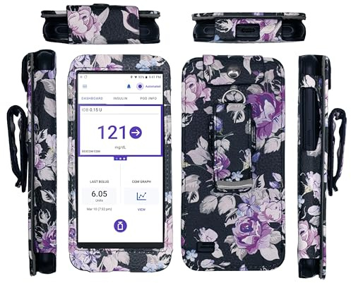 SNK Designed Fitted Leather Case with Belt Clip for Omnipod 5 Receiver (Continuous Glucose Monitoring) (FL2/BLACK)