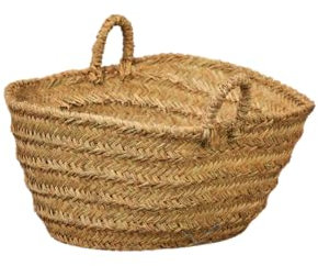 Cestería Aparici - Capazo de Esparto Pequeño/Mediano Ovalado, Cesto Leñero Artesanal con Asas. Cesto Decorativo Compacto para Almacenaje Rústico. (47x27x18 cm, Ref. 7109-3).