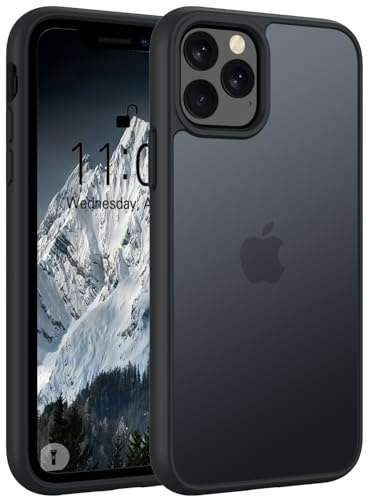 Andwing Matt Hülle für iPhone 11 Pro Max 6,5 Zoll Schwarz | Militärstandard FallSchutz Handyhülle, Mattierte Durchscheinende Rückseite Schutzhülle, Anti-Fingerabdruck