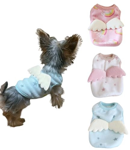 3 Pieces XXS Dog Clothes Angel Costume for Extra Small Dogs,Kitten Puppy Clothes Sweater Shirt Vest for Teacup Chihuahua Yorkie (Angel, XXS)