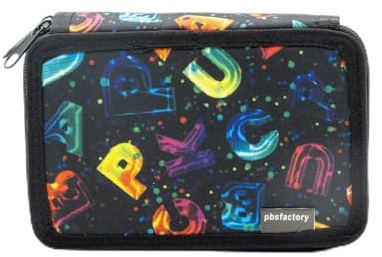 pbs factory GmbH Federmäppchen 2 Fächer - Mäppchen für Mädchen und Jungen - Gefülltes Schüleretui 32-teilig - Schulmäppchen (Bike)