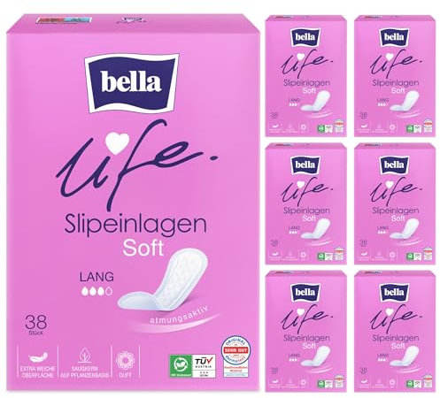 bella life Slipeinlagen Soft Lang Damen 266 Stück atmungsaktiv mit Frischeduft Vorratspack (7 x 38 Stück)