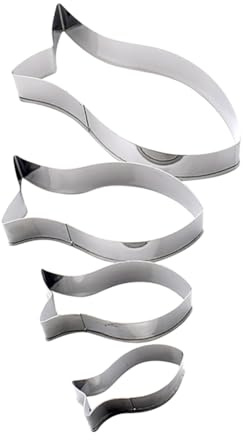 FSSTUD 4 Pcs Metal Fish Shaped Cookie Cutter Stainless Steel Animal Biscuit Cutters Cute Cookie Molds Fondant Pastry Cutter Shapes Small Sandwich Mold Cutters for Fruit Vegetable