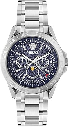 Versace herrklocka med flera urtavla schweizisk kvartsur med rostfritt stål VE0K00125