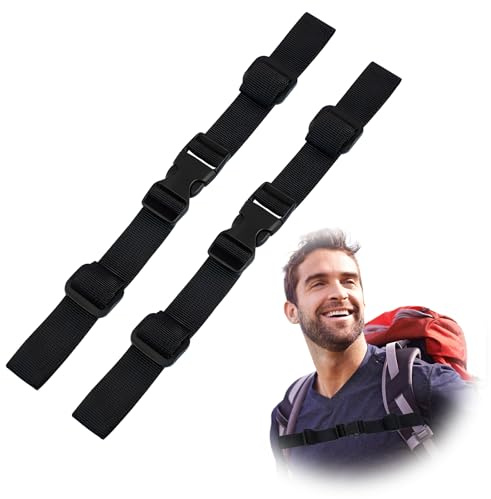 DIPZO Verstellbarer Brustgurt für Rucksäcke, 2PCS Schnellverschluss-Sternumgurt, Backpack Riemen mit Schnalle für Outdoor-Wandern und Reisen