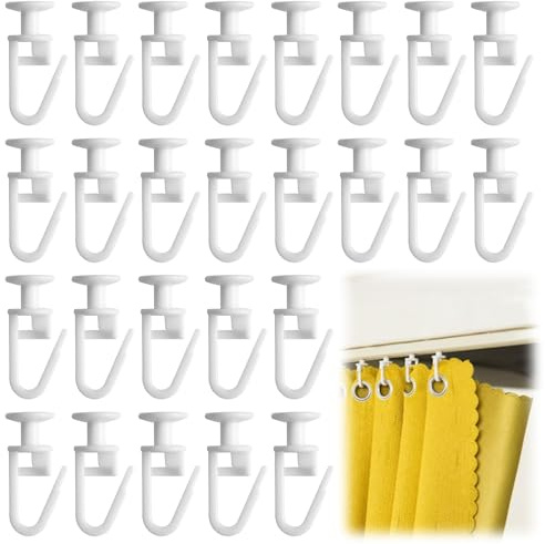 Curtain Gliders for Window, 50 PCS Plastic Sliding Curtain Hooks Curtain Hook 11 mm for Window Door Shower Curtains (White-50PCS)