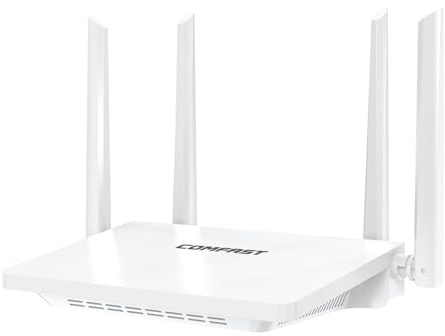 COMFAST AX3000Mbps Router WiFi 6, Doble Banda 5Ghz/2.4Ghz, 4xPuertos Gigabit WAN/LAN, Latencia Ultrabaja, Fácil Configuración, WPA3, WPS, MU-MIMO, EasyMesh, Compatible con IPV6, Ideal para Juegos