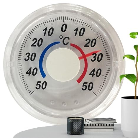 Yidueace Termógrafo De Ventana | Termógrafo Analógico Para Ventana De Exterior | Monitor Meteorológico Adhesivo Transparente Para Dormitorio Baño Salón