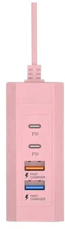 Caricatore Rapido PD A 4 Porte Spina USB Caricatore Multipresa Stazione Splitter Spina Di Ricarica For Telefono Presa Elettrica USB Cassaforte Veloce(Pink)