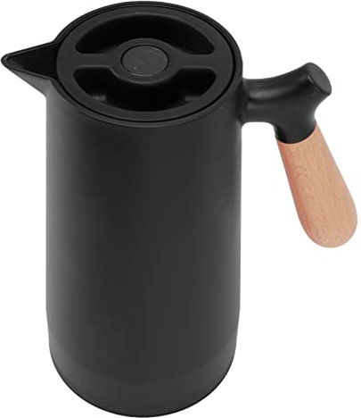 Qcwwy Jarra Térmica de café de Doble Pared, Capacidad de 1 Litro, Retención de Calor de 12 Horas, Termo Aislado para el Hogar y los Viajes (BLACK)