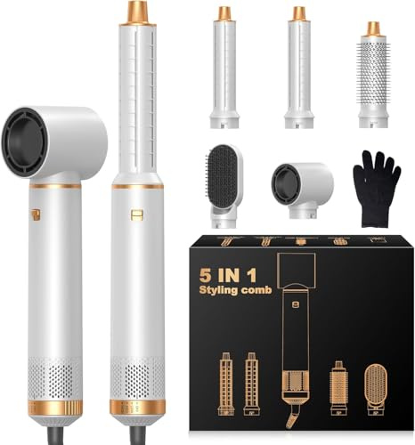 OKWRAP Hair Styler 5 In 1 Air Styler, Spazzola Ad Aria Calda 1000W, Combina le Funzioni di Asciugacapelli, Arricciacapelli Automatico e Spazzola Phon, Contiene Ioni Negativi ad Alta Concentrazione