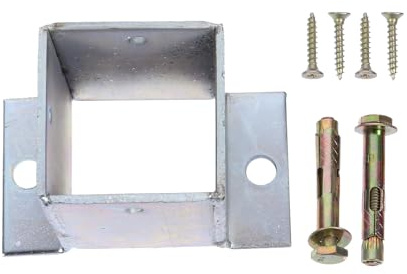 Lurrose Base de Poteau Carré en Acier Galvanisé 60X60X80 MM Kit Vis pour Fixation sur Terrasse et Balustrade, Support d'Ancrage Résistant pour Bois ou Béton