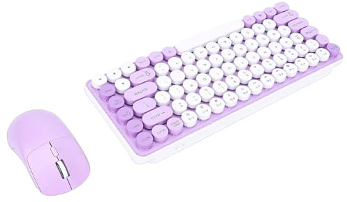Zunate Combinazione Mouse Compatto con Tastiera da 2,4 GHz e 85 Tasti, Tastiera Mouse Senza Fili Bluetooth con Ricevitore USB Design Ergonomico e Copritasto Rotondo per PC Portatile