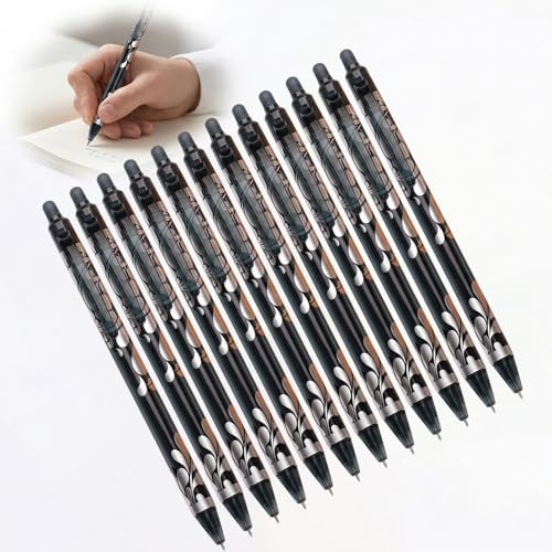 Bettinay 12 Pcs Eraser Pens, 0.5mm Black Eraser Gel Pens Retractable with Rubbers on the End, Writing for School, Office, Homework