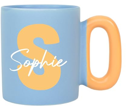 Herz & Heim® Porzellan Tasse bunt mit Personalisierung – Ritzenhoff & Breker Pastellfarben Tasse – Kaffeetasse Geschenk für Frauen, Freunde, Geburtstag, Büro – Motivauswahl (Blau, Monogramm)