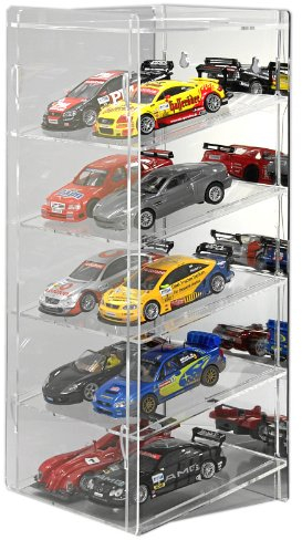 Sora.de Slotcar Tower 1:32, Display Case, Acryl Vitrine, Transparent, 5 Fächer, 10 Stellplätze, 17 x 18 x 9 cm