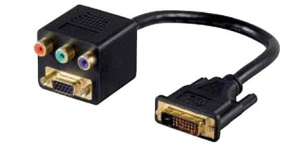 Manhattan Câble répartiteur vidéo DVI-I Dual Link mâle VGA Femelle RCA Femelle Noir vollsta endig blindé