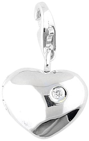 THOMAS SABO Damen-Anhänger Diamond Charm Club Herz-Medaillon mit einem echten Diamant 925 Sterling Silber DC0011-153-14