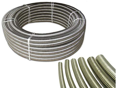 Sani-Flex Edelstahlwellrohr DN12 bis DN50, normal gewellt, 1.4404, 1 Meter, Silber, ideal für Wärmetauscher, bis 14 bar, -196°C bis +200°C