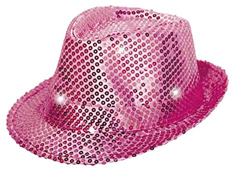 Hut: Disco-Hut, Pailletten, rosa