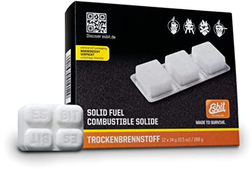 Esbit Trockenbrennstoff - 12 x 14 g Tabletten für Campingkocher - zum Kochen und Erwärmen von Speisen und Getränken