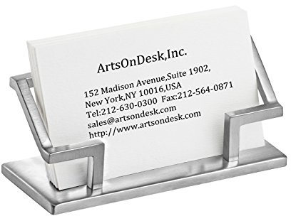 ArtsOnDesk Moderne Kunst Visitenkartenhalter St201 Edelstahl Satiniert Visitenkartenständer Visitenkartenaufsteller Visitenkarten-Etui Visitenkarte Schreibtisch-Accessoire Schreibtisch Geschenk