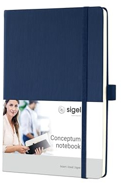 Sigel Conceptum Premium Notizbuch A5 liniert blau Hardcover | CO657, 194 nummerierte Seiten, Inhaltsverzeichnis, Falttasche und Stiftschlaufe
