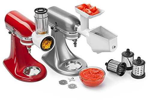 Kitchenaid 5KSMFPPC Kit di 3 Accessori, Acciaio Inossidabile, Bianco