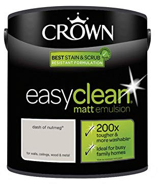 2.5L CROWN Easy Clean MATT Emulsion Multi Surface Paint That can be Used on Walls, Ceilings, Wood and Metal. Stain & Scrub Resistant Formula – Dash of Nutmeg