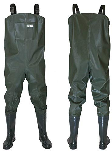 Wathose Herren Anglerhose mit Stiefel Gr 38-47 wasserdichte Watthosen Teich Fischer Watstiefel Hose (45)