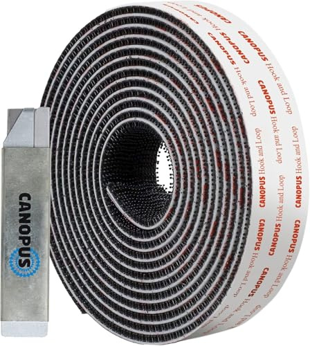 CANOPUS Cinta de Dual Lock SJ3550 extrafuerte (25,4 mm x 2 m), negra, 5 veces más fuerte que la cinta de y la cinta de ganchos, cierre a presión