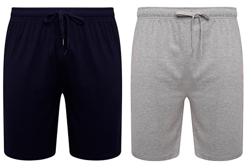 Sock Stack Lot de 2 shorts de détente pour homme en jersey 100 % coton bio, Bleu marine/gris., 5XL