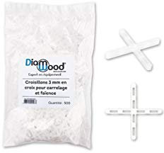 DIAMWOOD - Lot De 500 Croisillons 3 Mm En Croix Pour Carrelage, Faïence Et Mosaïque - Espacement Régulier, Pose Facile Et Alignement Précis Des Carreaux