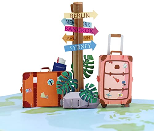 MOKIO® Pop-Up Karte Reise – 3D Grußkarte zum Urlaub, Geburtstag, Abschied oder für Urlaubsgeld