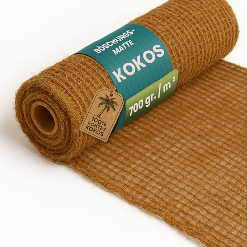 TeichVision Böschungsmatte Kokos 1,0 m breit – Verschiedene Längen/Kokosmatte als Ufermatte Teich/Böschungsmatte Hang/Kokosfasermatte 700 gr. /m ² (5 m)