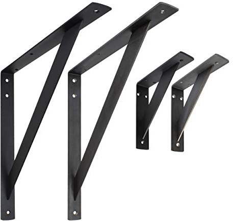 Natural Goods Berlin 2X Regalträger MOABIT | Design Wandkonsole Metall | stabile Regalhalterung Wandmontage | schwerlast Regalwinkel Wandregal Schweberegal Holz Küche Flur Büro (400mm, Industrial)