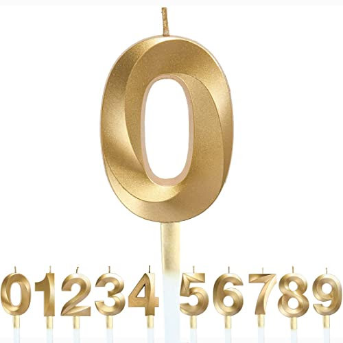 Polly Online Gold Glitter 3D Number Candles for Birthday, Wedding & Party Decoration