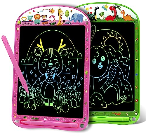 surekuo LCD schreibtafel Kinder 2 Pack, 10 Zoll LCD Schreibtafel Spielzeug, Löschbarem Handschrift Block, Wiederholtes Schreiben Und Zeichnen
