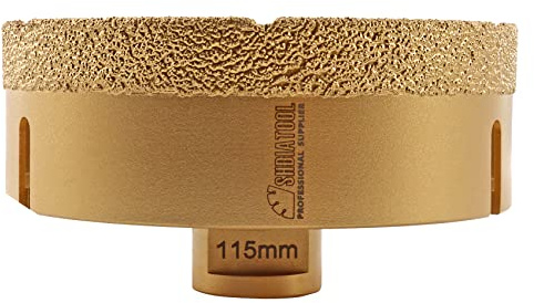 SHDIATOOL Broca de núcleo de diamante, diámetro de sierra de agujero 115mm M14 Thread Vacuum Brazed for Ceramic Porcelain Tile Concrete Granite Marble Masonry Brick