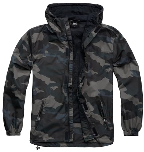 Brandit Summer Windbreaker, regnjacka, anorak, träningsjacka, storlek S till 5XL, Frontdragkedja Darkcamo, M