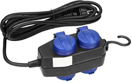 Miratic Mehrfachsteckdose Außen IP44 3 Steckdosen 2P+E IP44, Gummikabel, H05RR-F 3x1,5mm² (5 m)