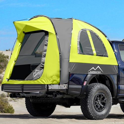 Pickup-LKW-Zelt, wasserdicht, PU2000 mm, für Camping, 1,5 - 1,8 m Bett, 2 Personen Schlafen mit doppellagigem Design-Fenster, tragbares Overland-Zelt, erweiterbares Dreieck-Sonnenschutz-Markise
