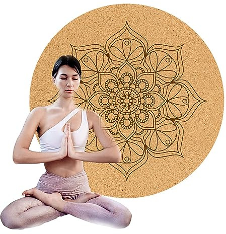 VBVARV Yogamatte Aus Kork Runde Hot-Yoga-Matte rutschfest, Stoßdämpfend Trainingsmatte Umweltfreundlich, Extra Dick Für Bikram, Hot Yoga Und Workouts,03,70cm