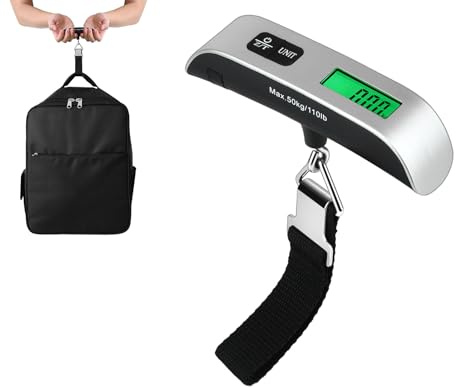 YCConcept Luggage Weight Scale Portable Digital Suitcase Scale for Travel Handheld Scale with Temperature Sensor, 110 lb/50 kg, Battery Included