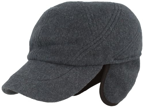 Breiter Winter Baseball Cap Schirmmütze mit Teflon® Membran Basecap ausklappbarer Ohrenschutz Wolle