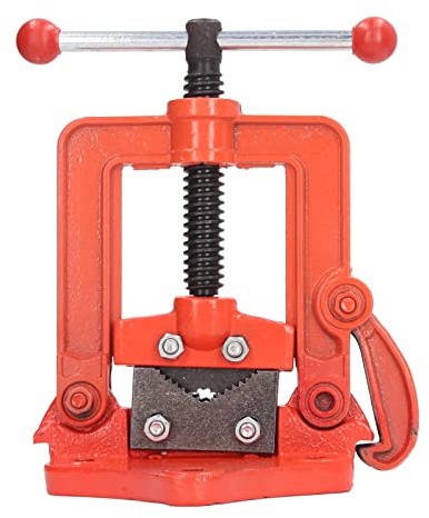 Bench Plumbing Screw Screw, Heavy Duty Pipe Plumbing Vice Tool Yoke Hinge Clamp Threading Cutting Plumber Tool with Non-slip Handle