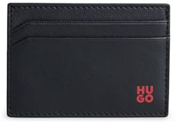 HUGO Herren Tibby S Card case Kartenetui aus Nappaleder mit Stack-Logo Schwarz Stck