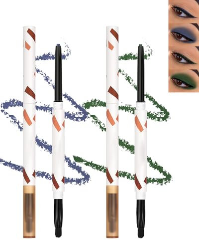 2Pcs Crayon Gel Yeux Waterproof, Bleu Vert Eye Liner Fard a Paupiere avec Pinceau à Fumée, Coloré Très Pigmenté Eyeliner Mat Smooth, Couleur Durable, Eyeliner Ombre à Paupières Maquillage des Yeux