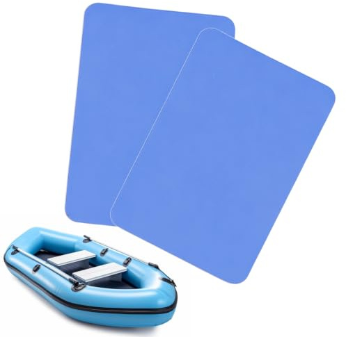 Tissting 2 Stück PVC Schlauchboot Flicken Reparaturset 20x12cm Blau | Zuschneidbare Wasserdichte Reparaturflicken für Kajak Kanu Luftmatratze Pool Zelt Plane Markise
