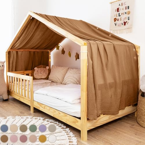 lilimaus Hausbett Himmel [in 12 Farben] Betthimmel Hausbett aus 100% Baumwolle Musselin - Stoffhimmel für Hausbett Deko Mädchen & Jungen - Himmel für Hausbett Kinder - Bett Vorhang Kinderbett | Baumwolle Musselin - Stoffhimmel für Hausbett Deko Mädchen & Jungen - Himmel für Hausbett Kinder - Bett Vorhang Kinderbett